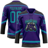 Custom Purple Teal-Black Hockey Lace Neck Jersey