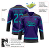 Custom Purple Teal-Black Hockey Lace Neck Jersey