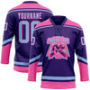 Custom Purple Light Blue-Pink Hockey Lace Neck Jersey