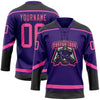 Custom Purple Pink-Black Hockey Lace Neck Jersey