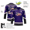 Custom Purple Vintage USA Flag Cream-Black Hockey Lace Neck Jersey