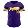 Custom Purple White-Gold Authentic Baseball Jersey