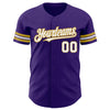 Custom Purple White-Old Gold Authentic Baseball Jersey