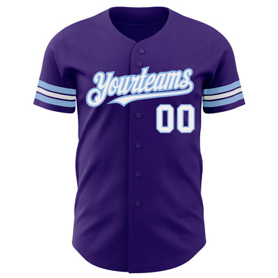 Custom Purple White-Light Blue Authentic Baseball Jersey