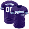 Custom Purple White-Light Blue Authentic Baseball Jersey