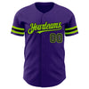 Custom Purple Black-Neon Green Authentic Baseball Jersey