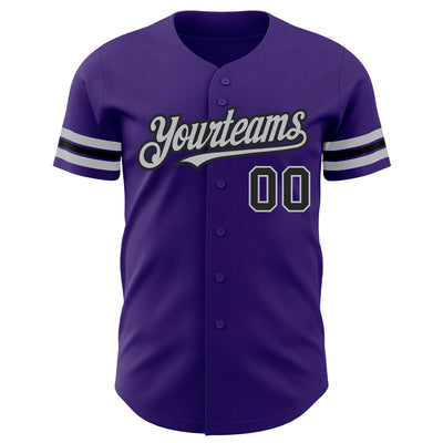 Custom Purple Black-Gray Authentic Baseball Jersey