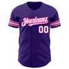 Custom Purple White-Pink Authentic Baseball Jersey