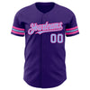 Custom Purple Light Blue-Pink Authentic Baseball Jersey