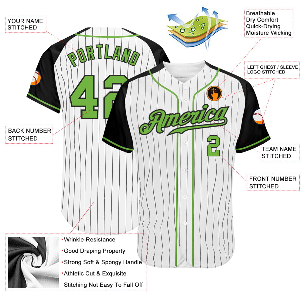 Custom White Neon Green-Black Authentic Two Tone Baseball Jersey