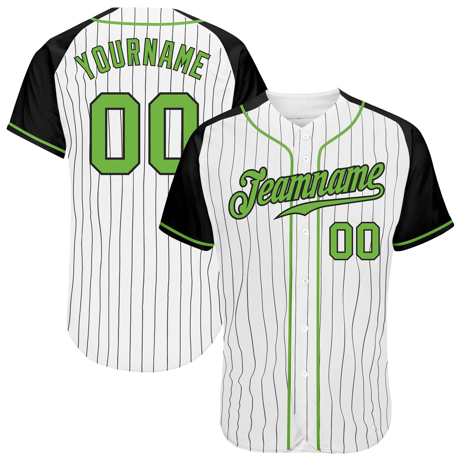 Custom White Neon Green-Black Authentic Two Tone Baseball Jersey