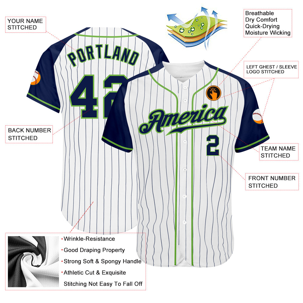 Custom Neon Green Navy-White Authentic Baseball Jersey Discount