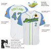 Custom White Light Blue Pinstripe Light Blue-Neon Green Authentic Raglan Sleeves Baseball Jersey