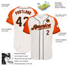 Custom White Orange Pinstripe Black-Orange Authentic Raglan Sleeves Baseball Jersey