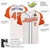 Custom White Orange Pinstripe Orange-Navy Authentic Raglan Sleeves Baseball Jersey