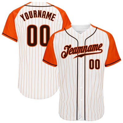 Custom Pinstripe Baseball Jersey Brown White Gold-White Authentic - FansIdea