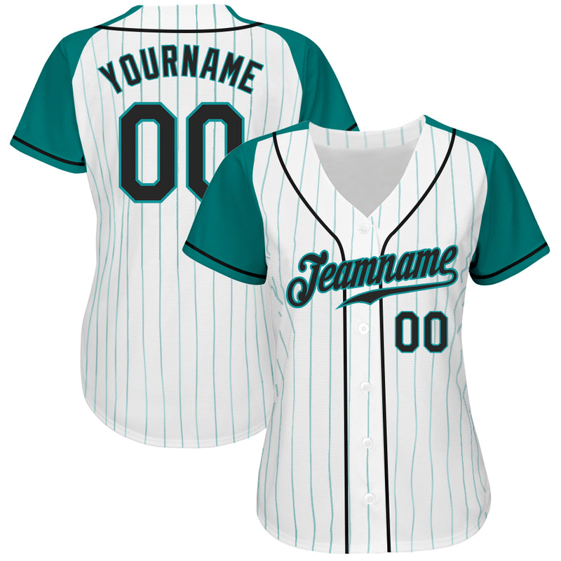  Custom Baseball Jersey Aqua Pinstripe Hip Hop Shirts