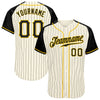 Custom Cream Black Pinstripe Black-Gold Authentic Raglan Sleeves Baseball Jersey