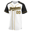 Custom White Old Gold-Black Authentic Raglan Sleeves Baseball Jersey