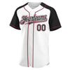 Custom White Black-Crimson Authentic Raglan Sleeves Baseball Jersey