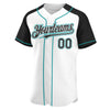 Custom White Black-Teal Authentic Raglan Sleeves Baseball Jersey