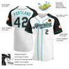 Custom White Black-Teal Authentic Raglan Sleeves Baseball Jersey