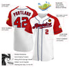 Custom White Red-Navy Authentic Raglan Sleeves Baseball Jersey