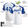 Custom White Royal-Light Blue Authentic Raglan Sleeves Baseball Jersey