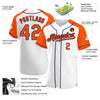 Custom White Orange-Navy Authentic Raglan Sleeves Baseball Jersey