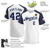 Custom White Navy Authentic Raglan Sleeves Baseball Jersey