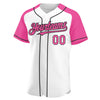 Custom White Pink-Black Authentic Raglan Sleeves Baseball Jersey