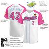 Custom White Pink Black-Light Blue Authentic Raglan Sleeves Baseball Jersey