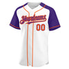 Custom White Orange-Purple Authentic Raglan Sleeves Baseball Jersey