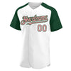 Custom White Medium Pink-Green Authentic Raglan Sleeves Baseball Jersey