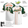 Custom White Green-Orange Authentic Raglan Sleeves Baseball Jersey