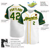 Custom White Green-Gold Authentic Raglan Sleeves Baseball Jersey