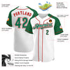 Custom White Kelly Green-Red Authentic Raglan Sleeves Baseball Jersey