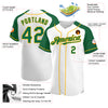 Custom White Kelly Green-Gold Authentic Raglan Sleeves Baseball Jersey