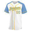 Custom White Light Blue-Yellow Authentic Raglan Sleeves Baseball Jersey