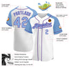 Custom White Light Blue-Purple Authentic Raglan Sleeves Baseball Jersey