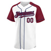 Custom White Crimson-Navy Authentic Raglan Sleeves Baseball Jersey