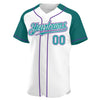 Custom White Teal-Purple Authentic Raglan Sleeves Baseball Jersey