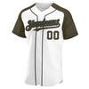 Custom White Olive-Black Authentic Raglan Sleeves Baseball Jersey