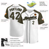 Custom White Olive-Black Authentic Raglan Sleeves Baseball Jersey