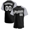 Custom Black White-Gray Authentic Raglan Sleeves Baseball Jersey