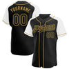 Custom Black White-Old Gold Authentic Raglan Sleeves Baseball Jersey