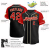 Custom Black Red-Cream Authentic Raglan Sleeves Baseball Jersey