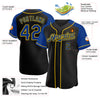 Custom Black Royal-Yellow Authentic Raglan Sleeves Baseball Jersey