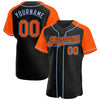 Custom Black Orange-Light Blue Authentic Raglan Sleeves Baseball Jersey