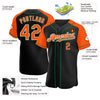 Custom Black Orange-Kelly Green Authentic Raglan Sleeves Baseball Jersey